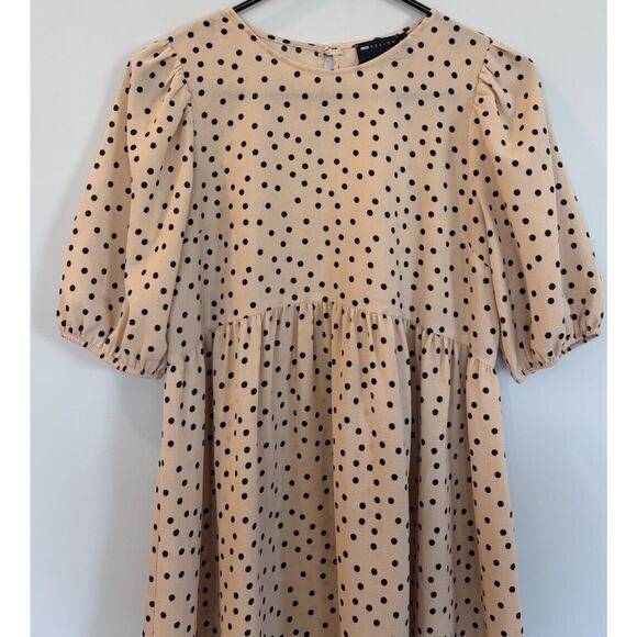 ASOS Maternity Tan Polka Dot Empire Dress Size 2 Oversized - Picture 2 of 6